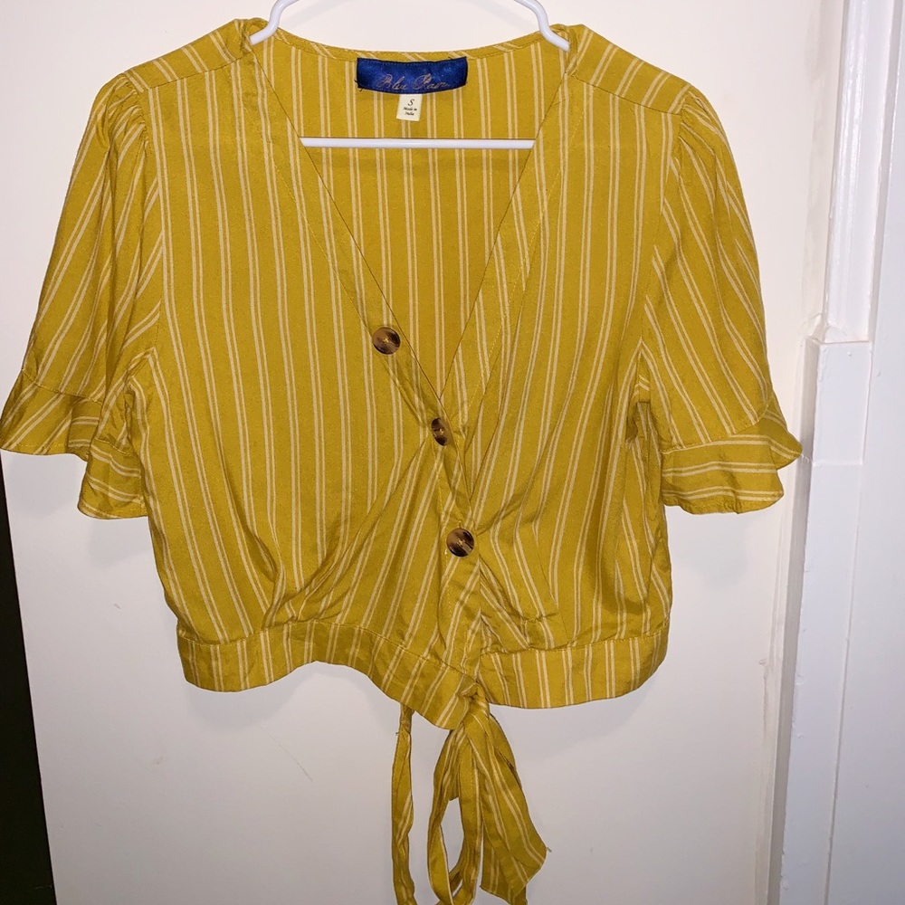 Yellow Striped Crop Top
